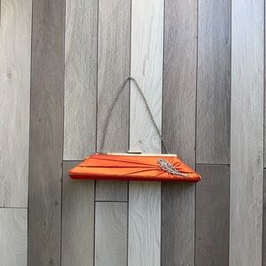 Inge Christopher Elegant Vintage Ivory Clutch with Rhinestone Detail